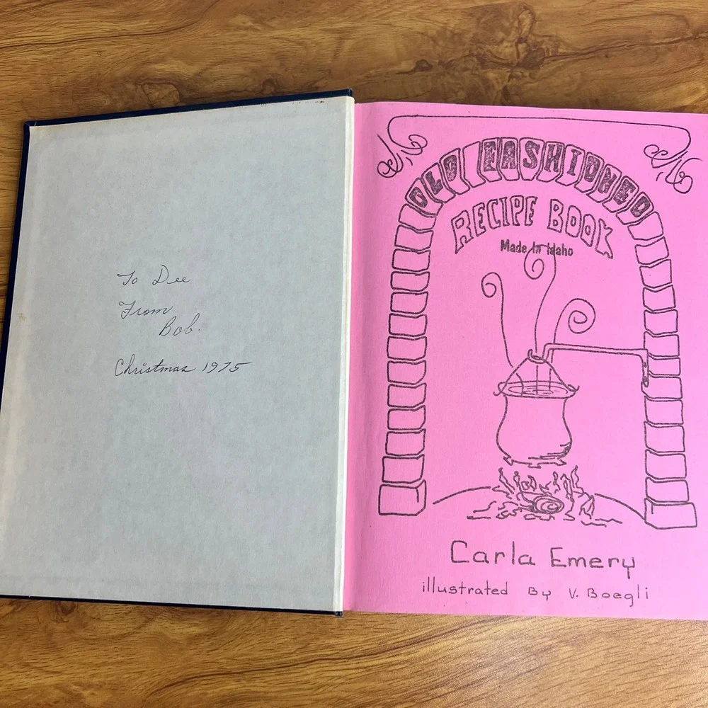 Old Fashioned Recipe Book Carla Emery‎ 1975 Blue Hardcover Vintage Idaho Rare